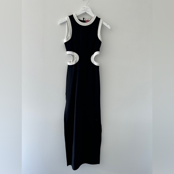 STAUD Dolce Midi Dress in Black XS - Picture 4 of 9